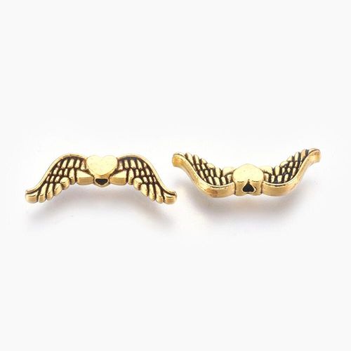 Metal Heart Wing Bead 20mm Antique Gold 12pcs for jewellery making