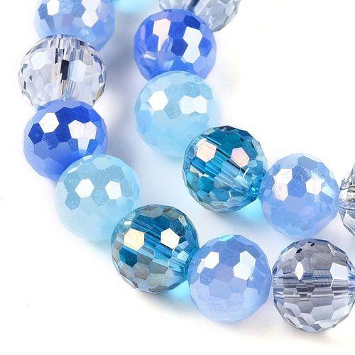 Crystal 96 Facet Round Beads 8mm Aqua Mix for jewellery making