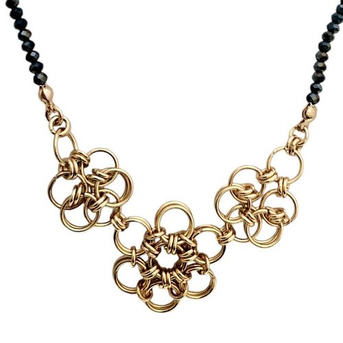 Laura Jump Ring Necklaces Makes 5 champagne necklace making kit — DIY set with beads and instructions for creating handmade jewelry