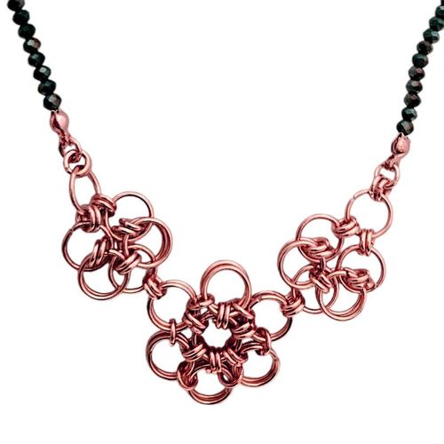 Laura Jump Ring Necklaces Makes 5 rose gold necklace making kit — DIY set with beads and instructions for creating handmade jewelry