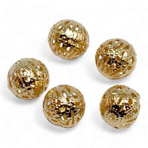 Filigree Round Spacer Beads 11mm 10pc Gold Plated for jewellery making