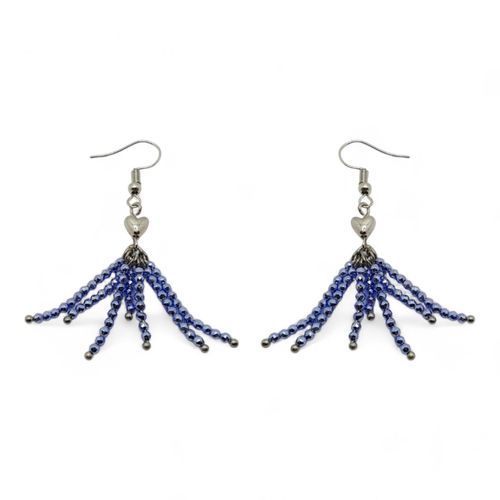 Kari Heart Earrings metallic violet blue earring making kit — DIY set with beads and instructions for creating handmade jewelry