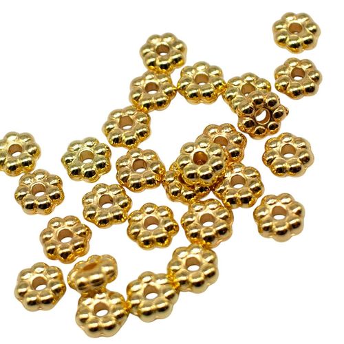 Acrylic Gold Spacer Bead 6mm Flower 120pcs for jewellery making