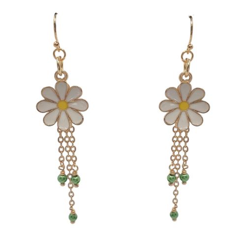Tansy Floral Earrings white earring making kit — DIY set with beads and instructions for creating handmade jewelry