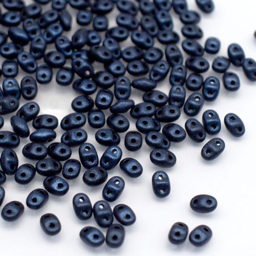 2x4mm 5g Czech glass Rulla beads metallic sueded dk blue — two-hole beads for jewelry making and bead weaving