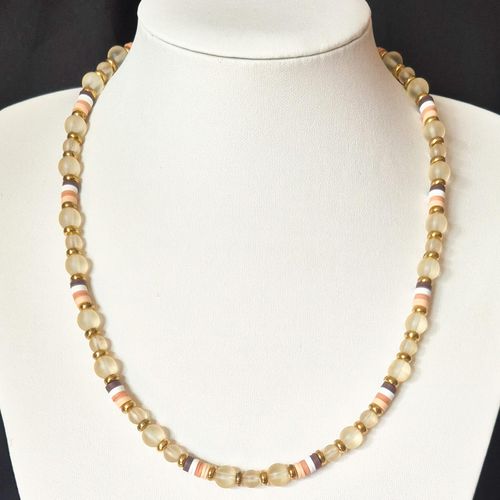 Joyce Fimo Frost Necklace Makes 4 coffee & cream necklace making kit — DIY set with beads and instructions for creating handmade jewelry