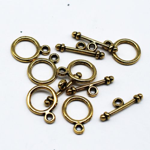 Metal Toggle Simple Ring 9mm 10 sets Antique Gold for jewellery making
