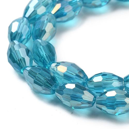 Crystal Rice Beads 8x6mm 50pcs Aqua for jewellery making