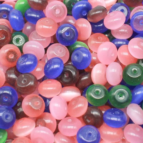 Cats Eye Beads Rondelles 8x5mm Mixed 70pcs for jewellery making