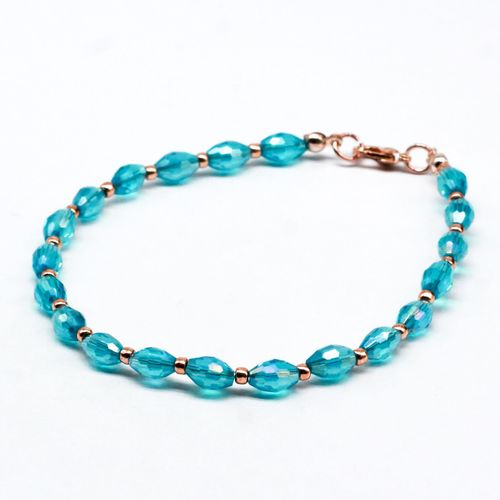 Crystal Rice Bracelets aqua bracelet making kit — DIY set with beads and instructions for creating handmade jewelry
