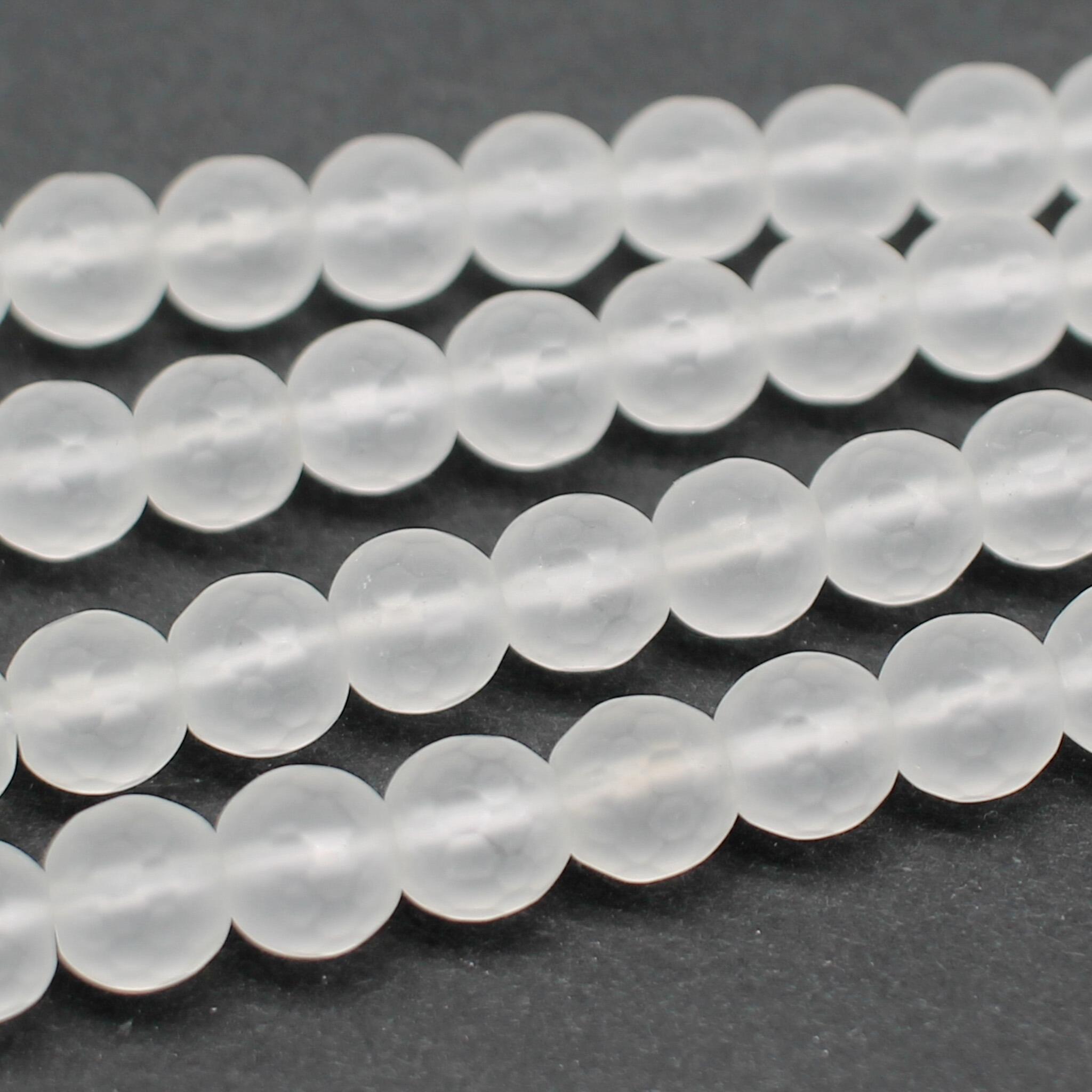Glass Facet Round Beads 8mm Frost Firepolish Style 15" String for jewellery making