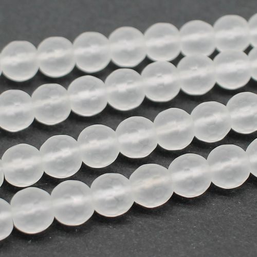 Glass Facet Round Beads 8mm Frost Firepolish Style 15" String for jewellery making