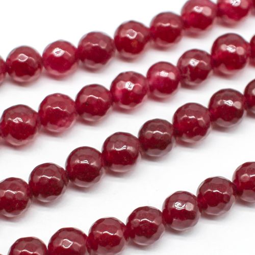 Dyed Jade 7mm Faceted Round Beads 15" string Ruby Red for jewellery making