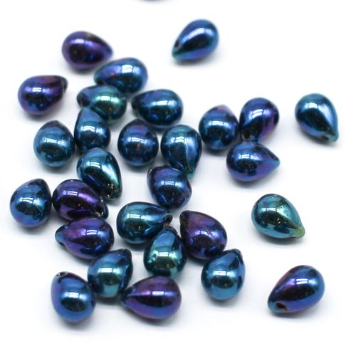 5x7mm Czech glass tear drop beads — pack of 10, high-quality two-hole beads ideal for jewelry making, bead weaving, and crafts