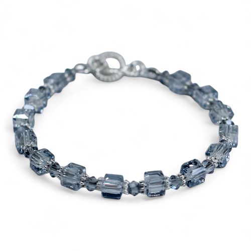 Alice Crystal Bracelet Makes 5 blue hint & silver bracelet making kit — DIY set with beads and instructions for creating handmade jewelry
