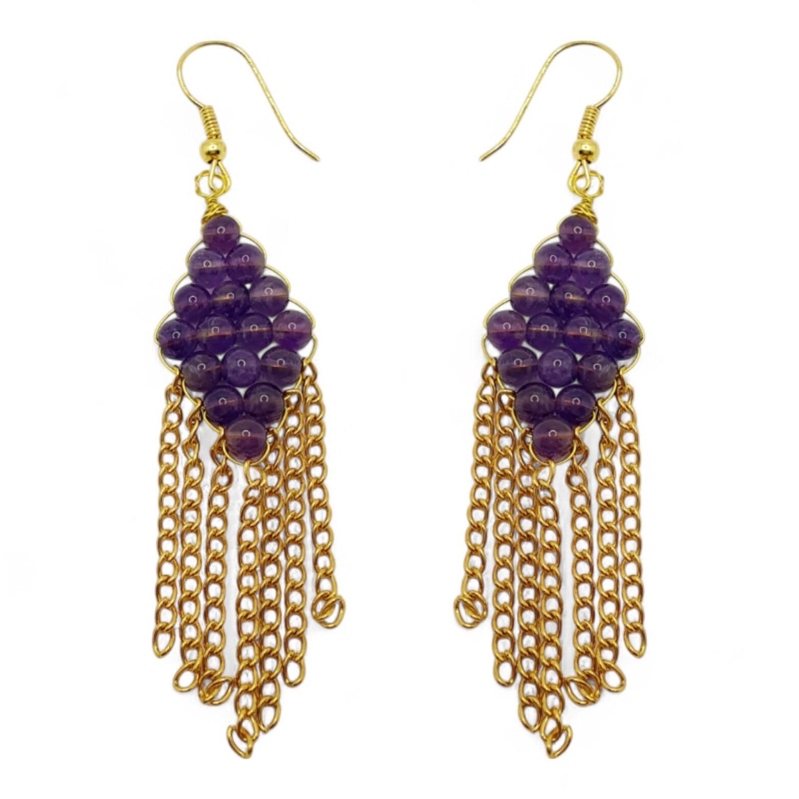 Davina Earrings 3 Pairs amethyst earring making kit — DIY set with beads and instructions for creating handmade jewelry