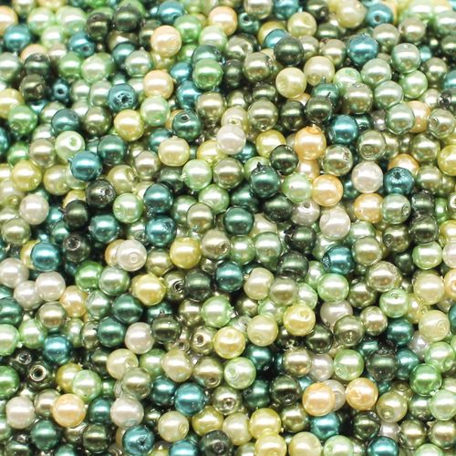 Glass Pearl Round Beads 4mm Greens Mix 200pcs for jewellery making