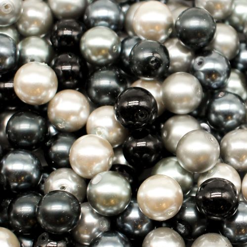 Glass Pearl Round Beads 10mm Silver Grey Mix 80pcs for jewellery making