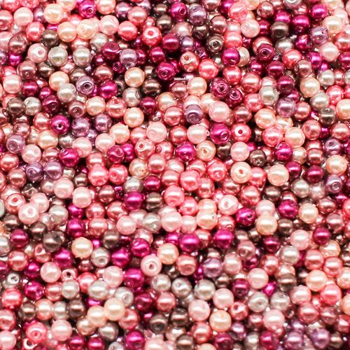 Glass Pearl Round Beads 3mm Pink Flower Mix 240pcs for jewellery making