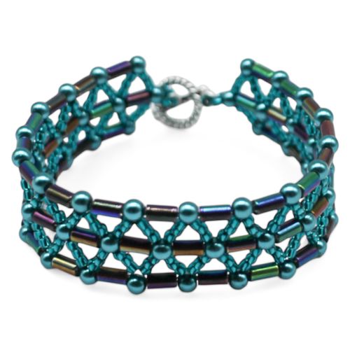 Tube Lattice Bracelet Makes 2 green bracelet making kit — DIY set with beads and instructions for creating handmade jewelry