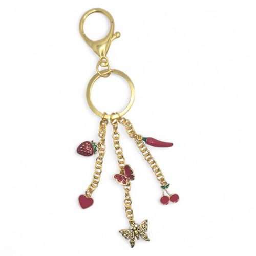 Colourful Bag Charm gold 1pc jewelry making kit — DIY set with beads and instructions for creating handmade jewelry