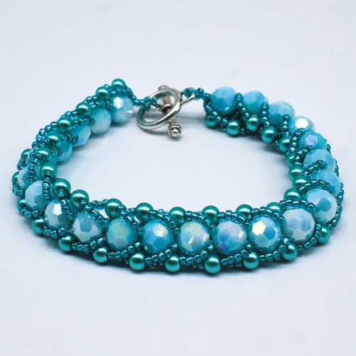 Crystal Marble Flat Spiral Bracelets sky blue bracelet making kit — DIY set with beads and instructions for creating handmade jewelry
