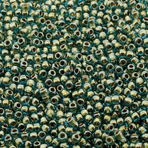 Toho Size 11 Seed Beads 10g - Gold Lined Aqua