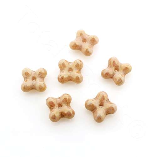 Czech Preciosa Bobble Square Bead - Marble Pink 7mm 30pcs