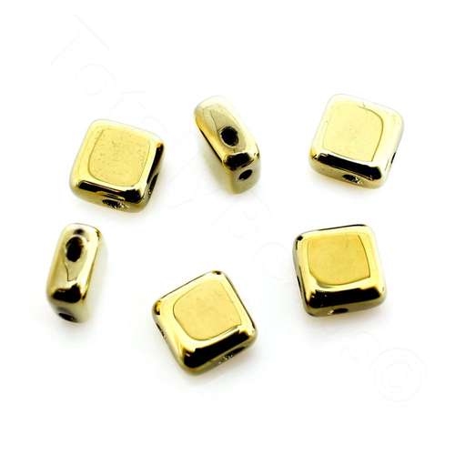 Czech Preciosa Diagonal Square 6mm - Brass 25pcs