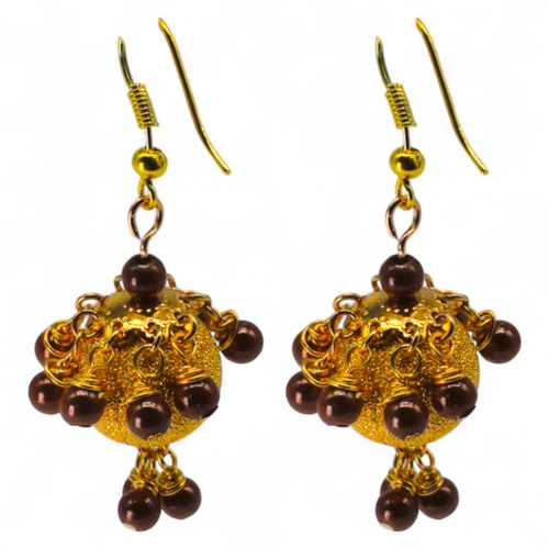 Stardust Earrings Gold & Brown earring making kit — DIY set with beads and instructions for creating handmade jewelry