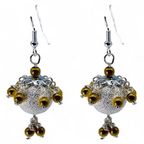 Stardust Earrings Silver & Dark Gold earring making kit — DIY set with beads and instructions for creating handmade jewelry