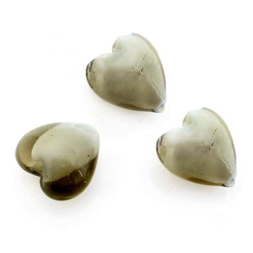 Lampwork Glass Bead Heart 21mm - Grey