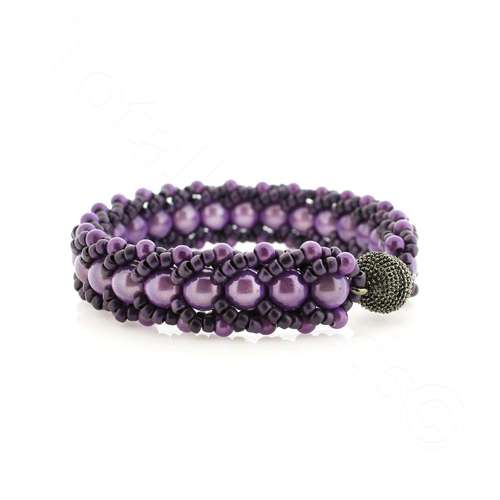 Flat Spiral Bracelet Bundle violet bracelet making kit — DIY set with beads and instructions for creating handmade jewelry