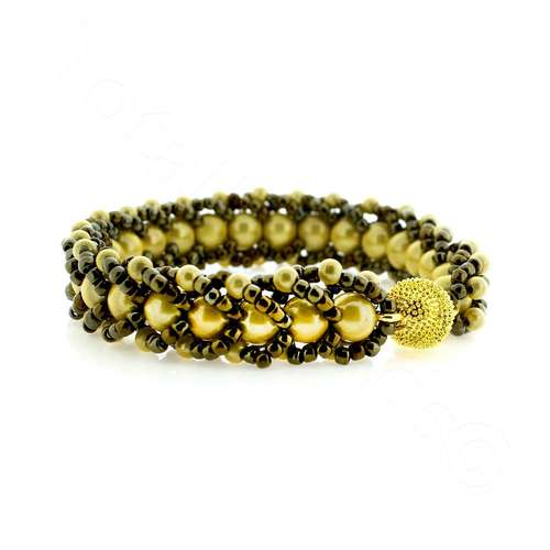 Flat Spiral Bracelet Bundle gold bracelet making kit — DIY set with beads and instructions for creating handmade jewelry