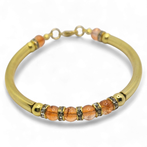 Lisa Curved Tube Bracelets Gold Red for jewellery making