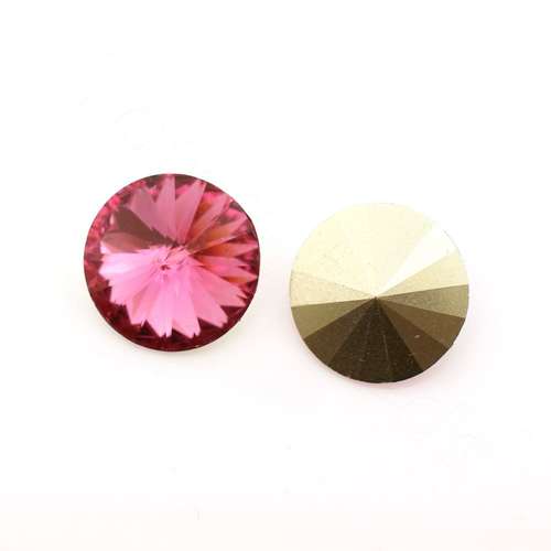 18mm resin Rivoli stone pink — faceted round crystal-style cabochon ideal for jewelry making, settings, and crafts