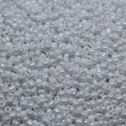 Seed Beads Opaque Rainbow White Size 6 100g 4mm for jewellery making