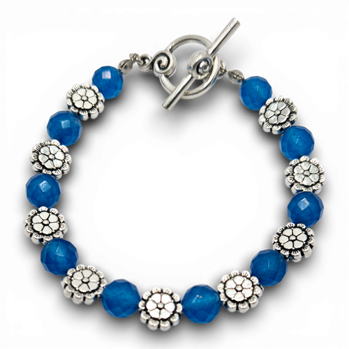 Jada Flower Bracelets 3 Blue Jade for jewellery making