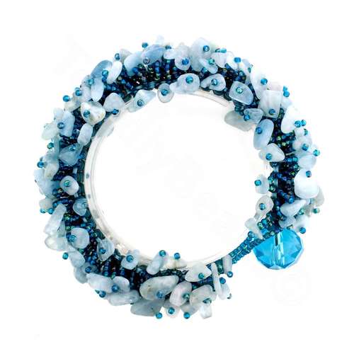 Hedgehog Bracelet Pack aquamarine bracelet making kit — DIY set with beads and instructions for creating handmade jewelry