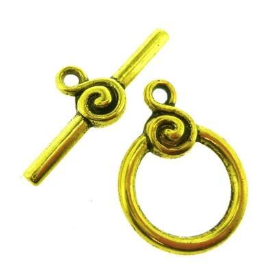 Metal Toggle Swirl Ring 16mm 4 sets Gold for jewellery making