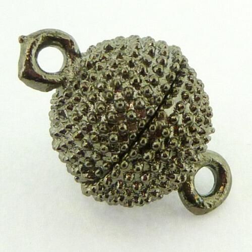 Magnetic Clasp Spotted Round 12mm Black Plate 1 per Bag for jewellery making