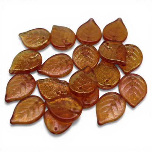 Czech Leaves 18mm Pink Topaz 6pcs for jewellery making