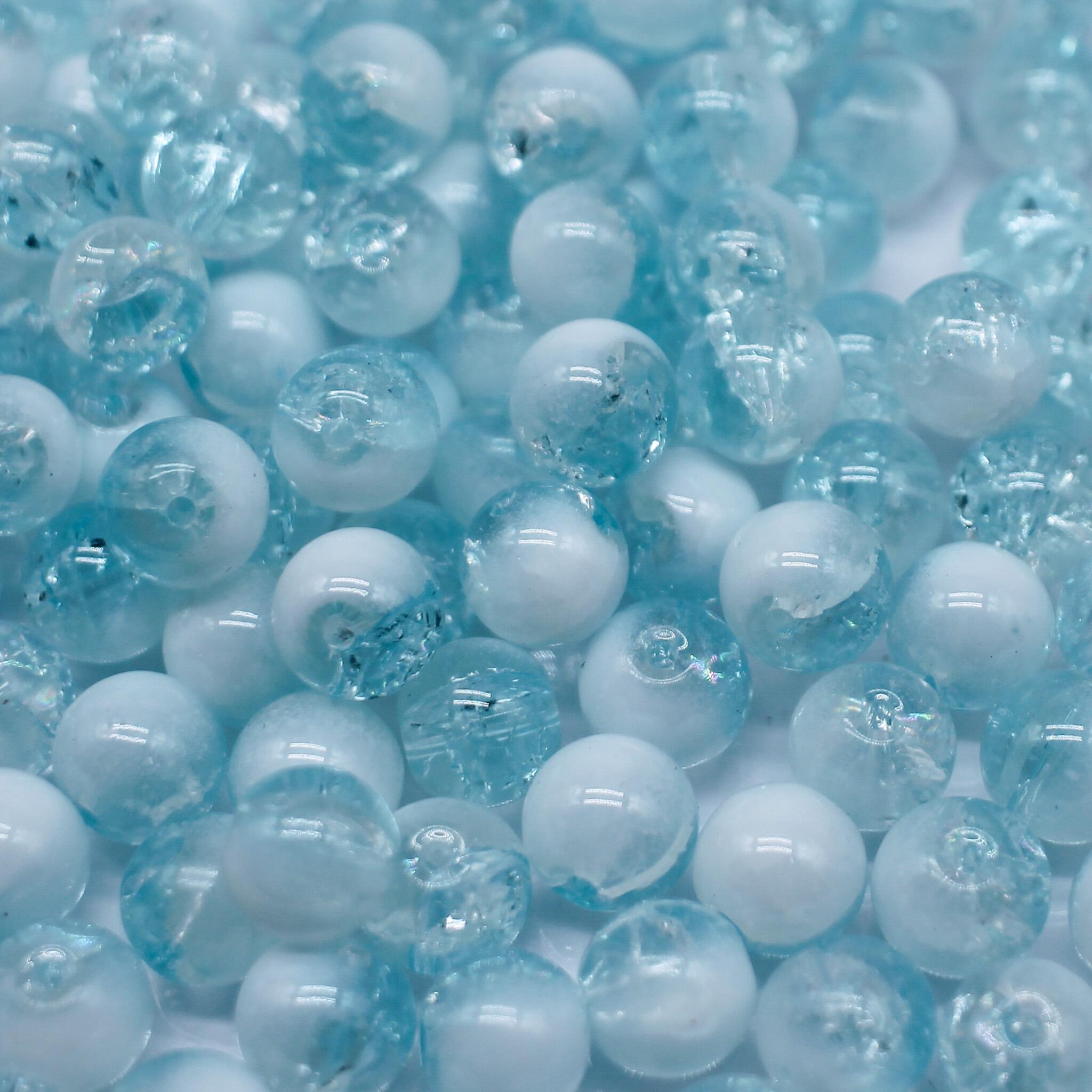 Crackle White Round Beads 10mm Turquoise 40pcs for jewellery making