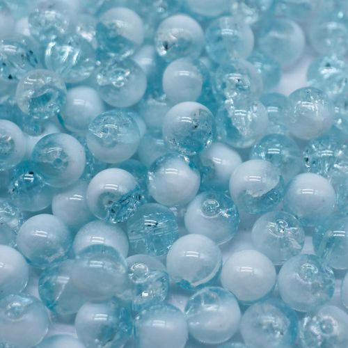Crackle White Round Beads 10mm Turquoise 40pcs for jewellery making