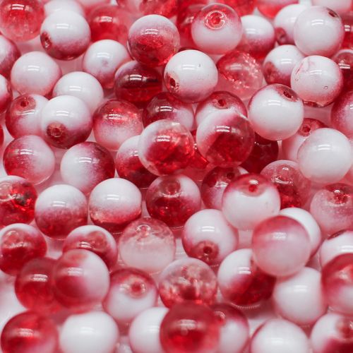 Crackle White Round Beads 10mm Red 40pcs for jewellery making