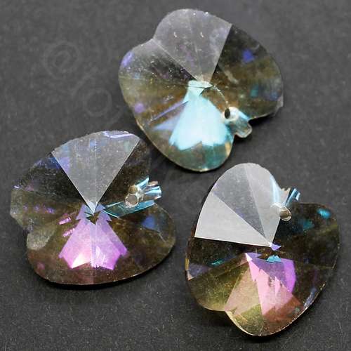 Crystal Charm Apple 14mm 5pcs - Charcoal Grey