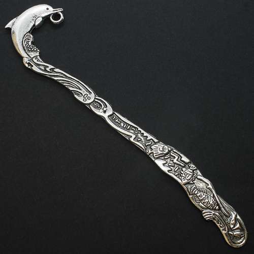 Antique Silver Metal Bookmark - Dolphin 128mm 1 pcs