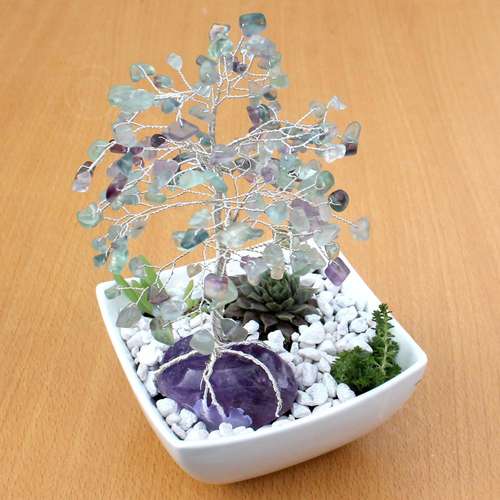 Wire & Gemstone Tree Sculpture Kit fluorite chips jewelry making kit — DIY set with beads and instructions for creating handmade jewelry