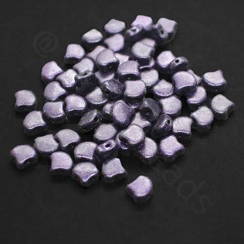10g Czech glass Rulla beads met suede dk purple — two-hole beads for jewelry making and bead weaving