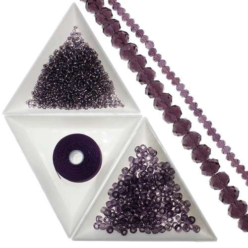 Square Stitch project kit - purple jewelry making kit — DIY set with beads and instructions for creating handmade jewelry